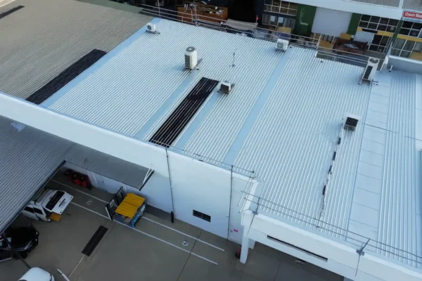 Top view drone photo of roof replacement by SEQ Plumbing and Roofing